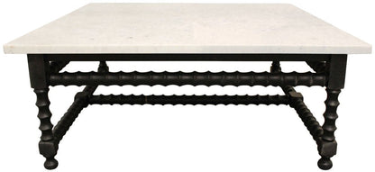 48" White And Black Genuine Marble And Solid Wood Square Coffee Table HomeRoots