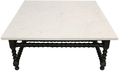 48" White And Black Genuine Marble And Solid Wood Square Coffee Table HomeRoots