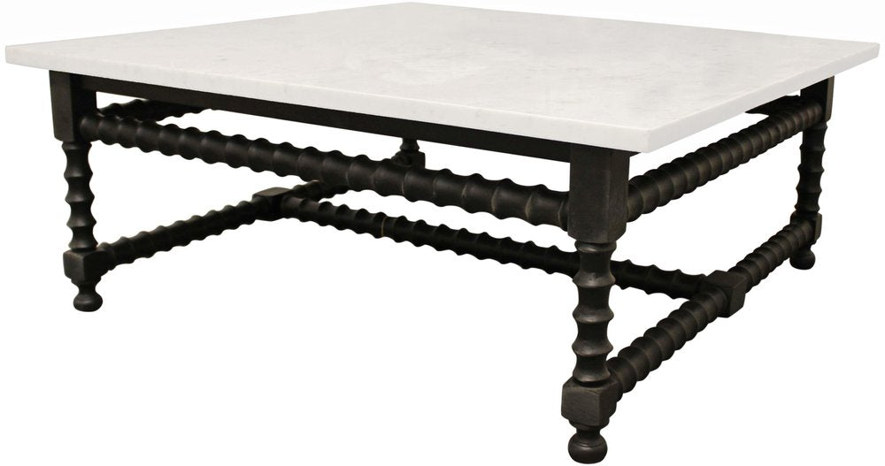 48" White And Black Genuine Marble And Solid Wood Square Coffee Table HomeRoots