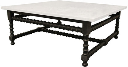 48" White And Black Genuine Marble And Solid Wood Square Coffee Table HomeRoots