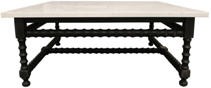 48" White And Black Genuine Marble And Solid Wood Square Coffee Table HomeRoots