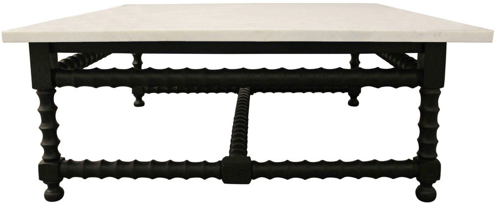 48" White And Black Genuine Marble And Solid Wood Square Coffee Table HomeRoots
