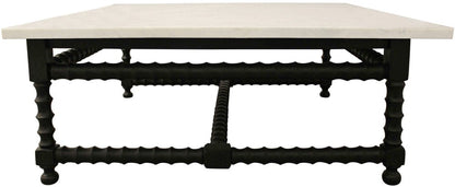 48" White And Black Genuine Marble And Solid Wood Square Coffee Table HomeRoots