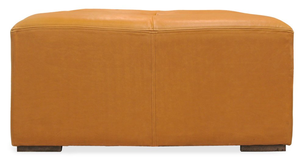 36" Orange Genuine Leather And Solid Wood Square Cocktail Table HomeRoots