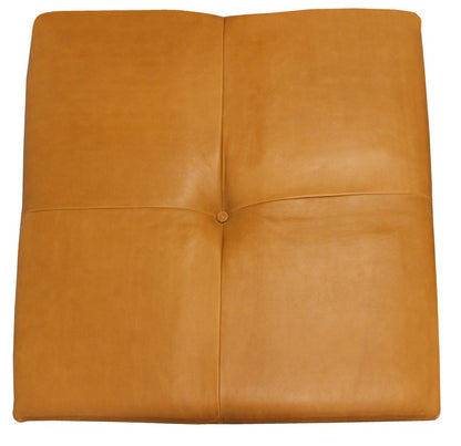 36" Orange Genuine Leather And Solid Wood Square Cocktail Table HomeRoots