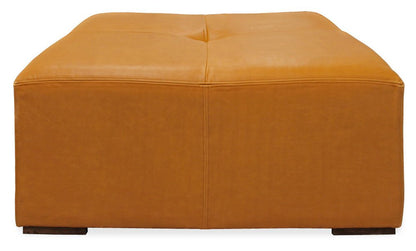 36" Orange Genuine Leather And Solid Wood Square Cocktail Table HomeRoots