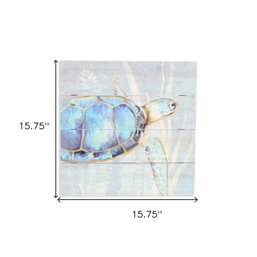 Swimming Sea Turtle Wooden Plank Unframed Wall Art — view 7