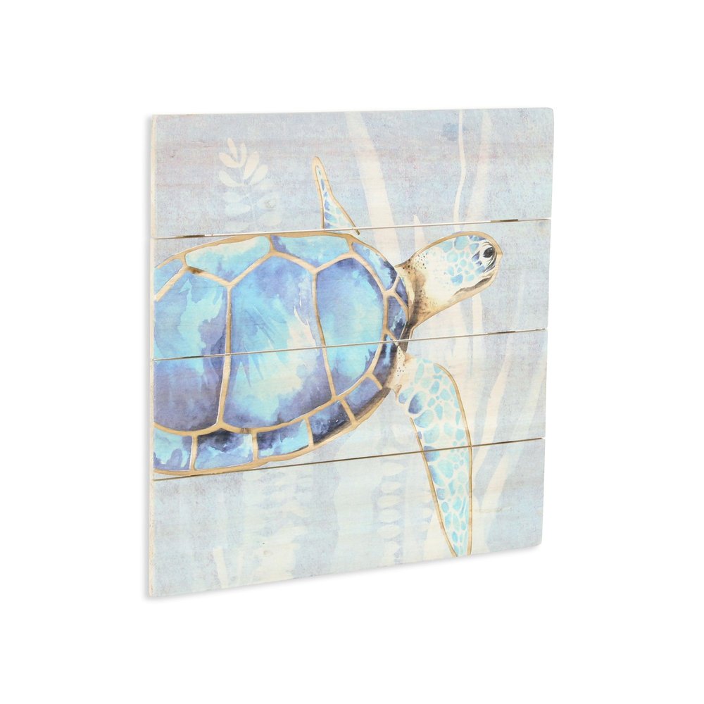 Swimming Sea Turtle Wooden Plank Unframed Wall Art HomeRoots