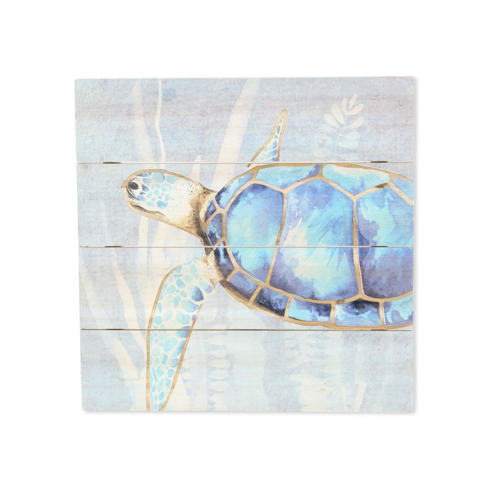 Swimming Sea Turtle Wooden Plank Unframed Wall Art — view 6