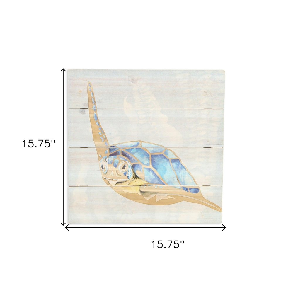 Sea Turtle Wooden Plank Unframed Wall Art — view 7