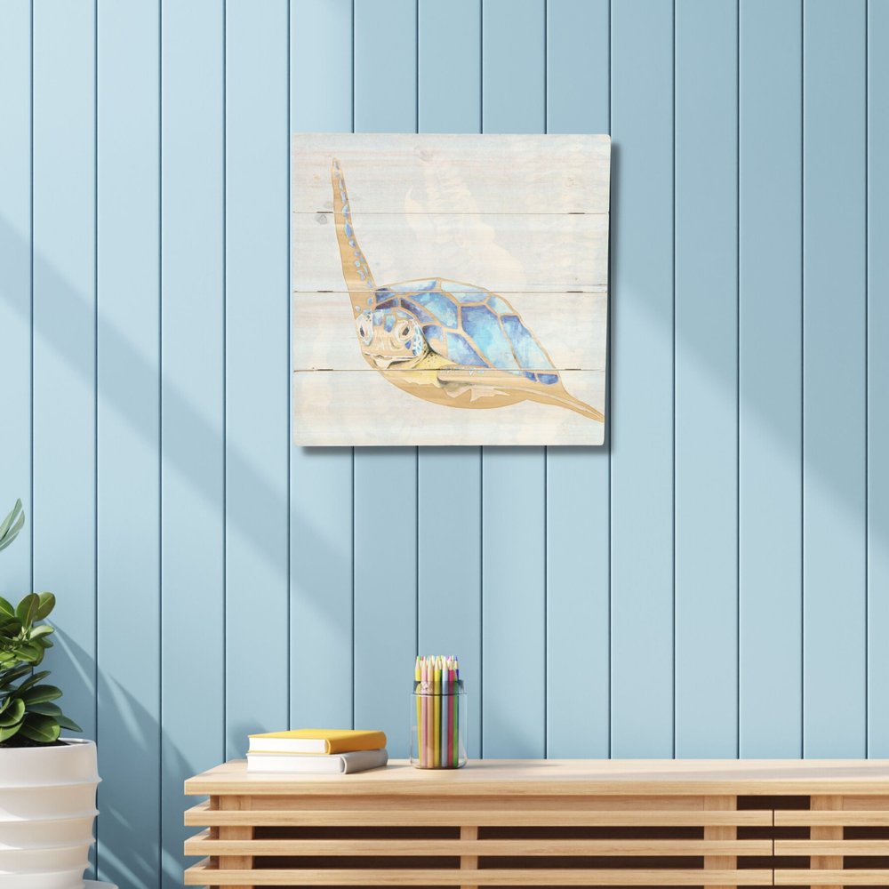 Sea Turtle Wooden Plank Unframed Wall Art — view 1