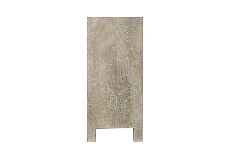 78" Gray Distressed Solid Wood Carved Floral Sideboard with Four Doors HomeRoots
