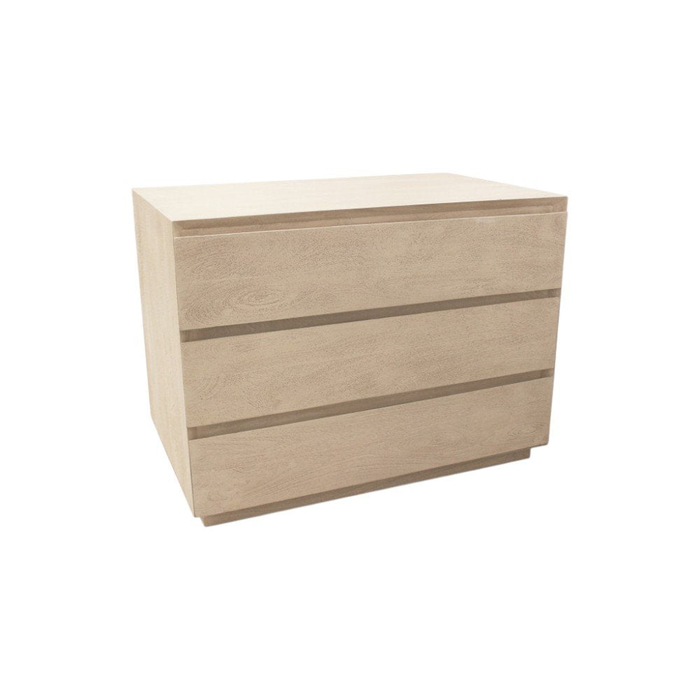 24" Natural Solid Wood Three Drawer Nightstand HomeRoots