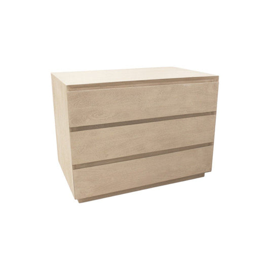 24" Natural Solid Wood Three Drawer Nightstand HomeRoots