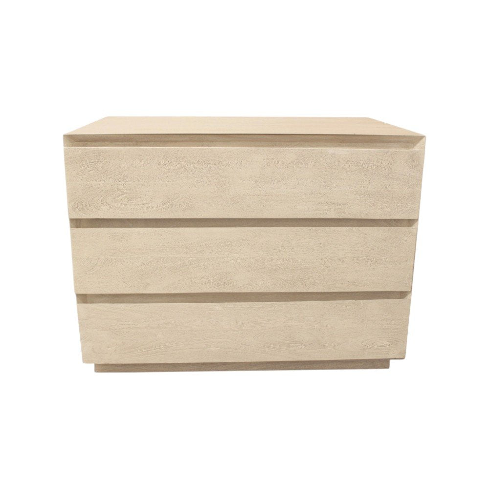 24" Natural Solid Wood Three Drawer Nightstand HomeRoots