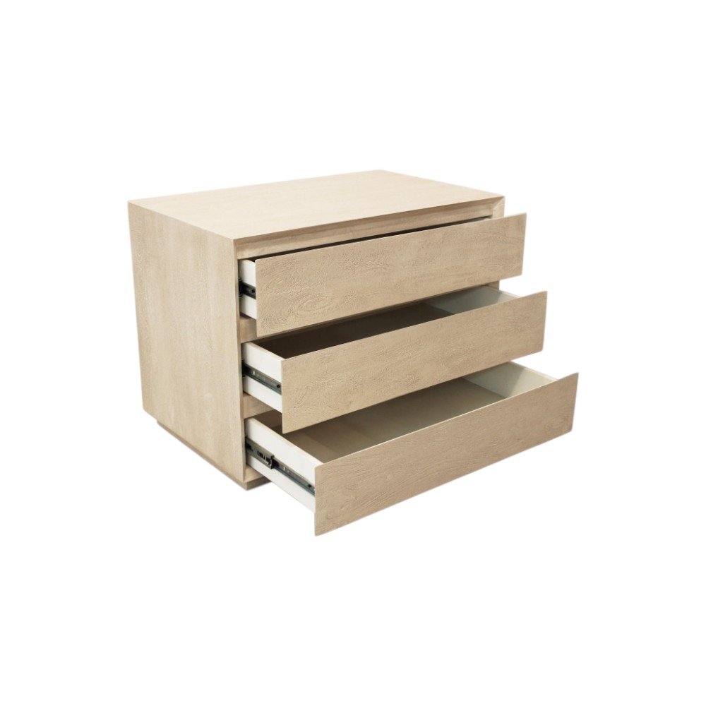 24" Natural Solid Wood Three Drawer Nightstand HomeRoots