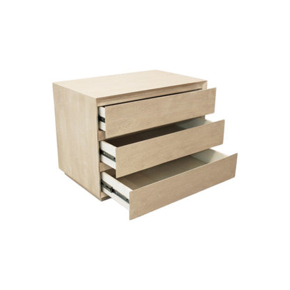 24" Natural Solid Wood Three Drawer Nightstand HomeRoots