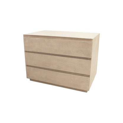 24" Natural Solid Wood Three Drawer Nightstand HomeRoots