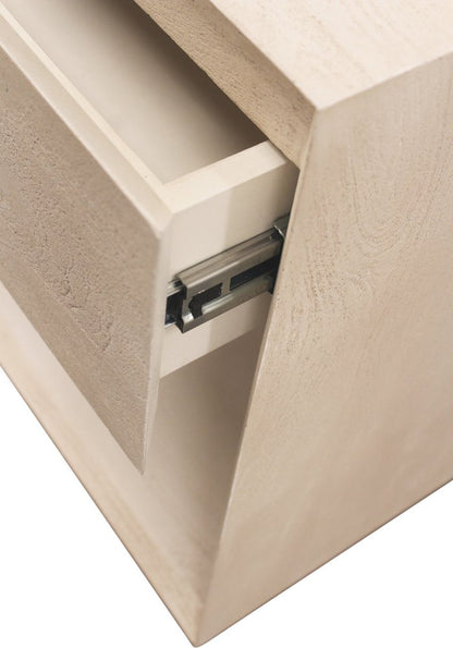 24" Natural Solid Wood Ribbed Texture One Drawer Nightstand HomeRoots