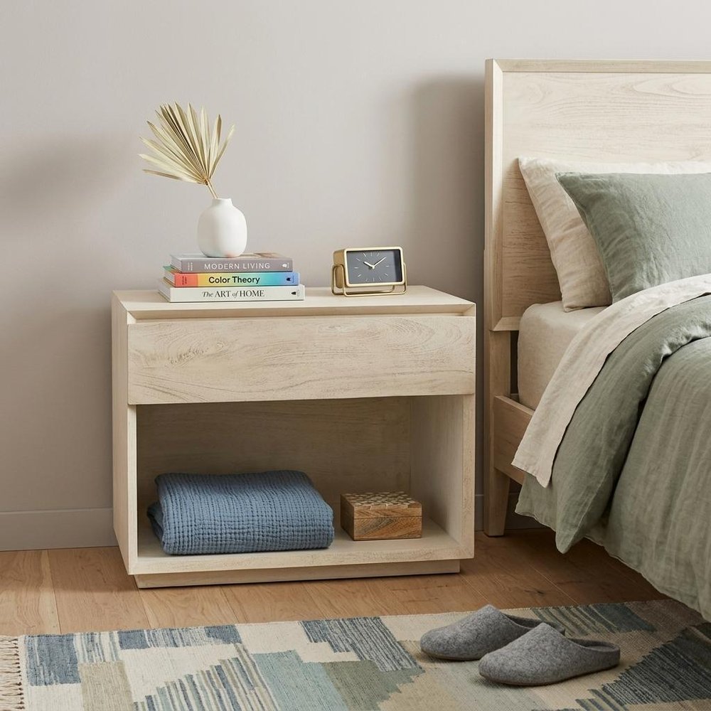 24" Natural Solid Wood One Drawer Nightstand HomeRoots