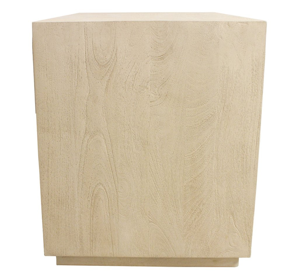 24" Natural Solid Wood Ribbed Texture One Drawer Nightstand HomeRoots