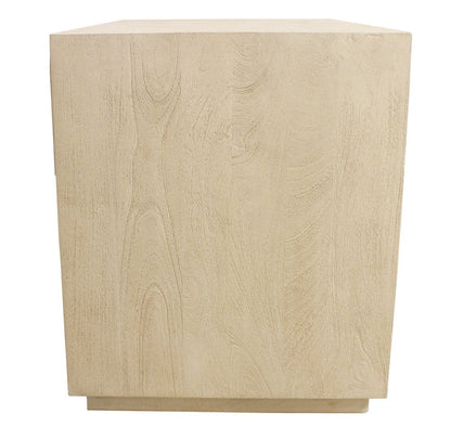 24" Natural Solid Wood Ribbed Texture One Drawer Nightstand HomeRoots