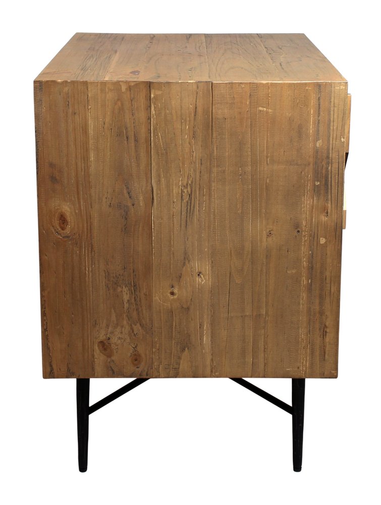 28" Natural Two Drawer Distressed Carved Geometric Solid Wood Nightstand HomeRoots