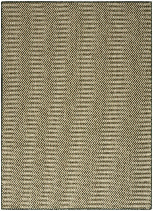 4' X 6' Green And Taupe Geometric Indoor Outdoor Area Rug