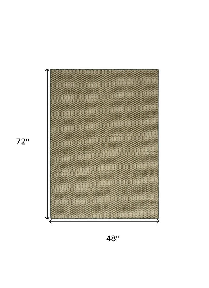 4' X 6' Green And Taupe Geometric Indoor Outdoor Area Rug — view 3