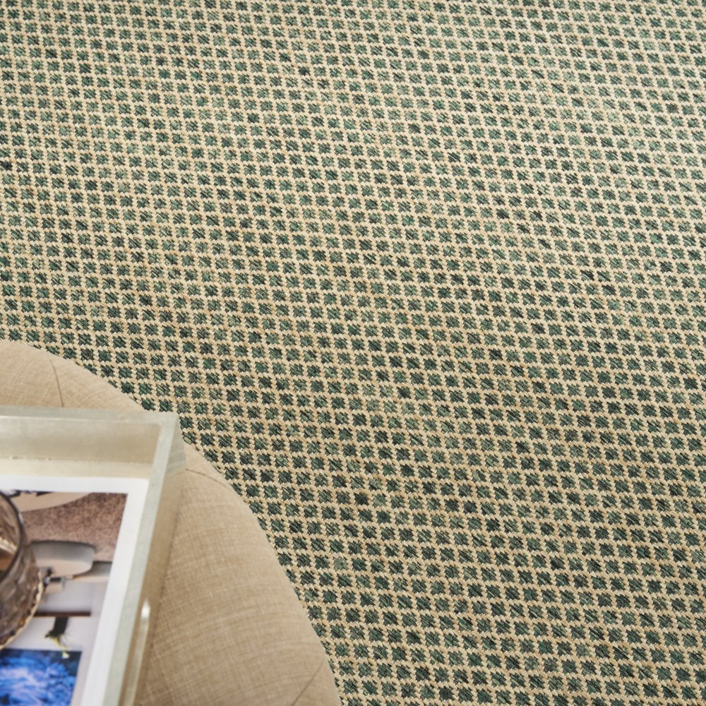4' X 6' Green And Taupe Geometric Indoor Outdoor Area Rug — view 7
