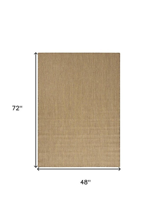 4' X 6' Tan And Brown Geometric Indoor Outdoor Area Rug
