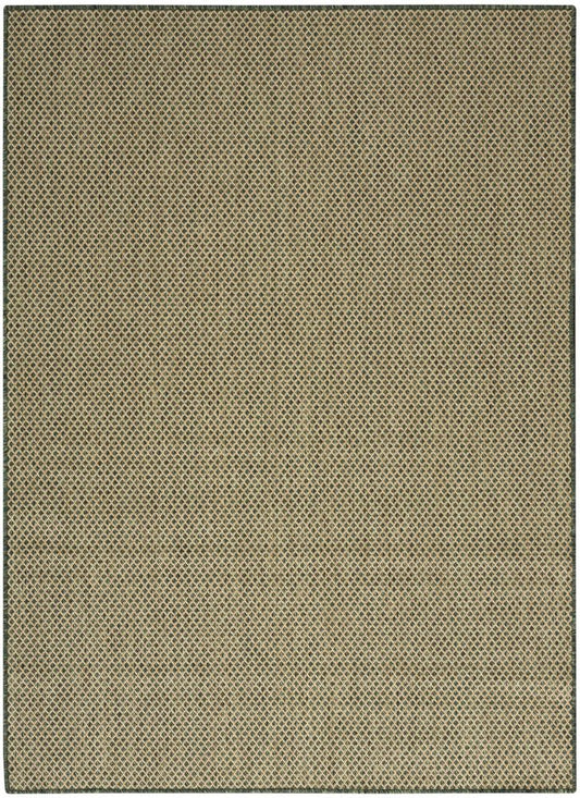 5' X 7' Green And Taupe Geometric Indoor Outdoor Area Rug