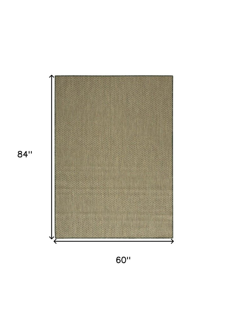 5' X 7' Green And Taupe Geometric Indoor Outdoor Area Rug — view 2