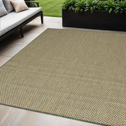 5' X 7' Green And Taupe Geometric Indoor Outdoor Area Rug HomeRoots