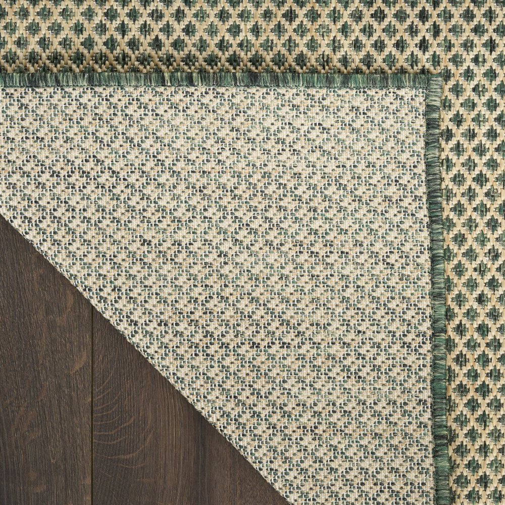 5' X 7' Green And Taupe Geometric Indoor Outdoor Area Rug — view 9