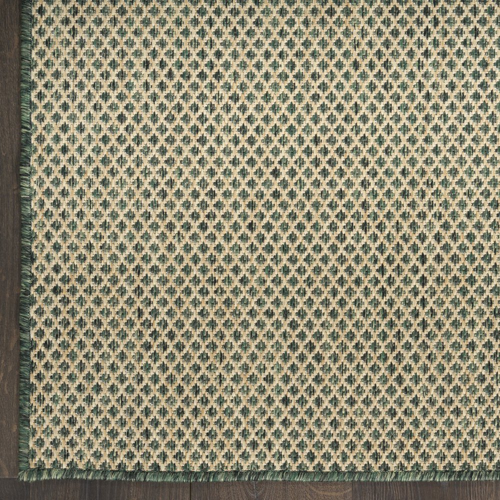 5' X 7' Green And Taupe Geometric Indoor Outdoor Area Rug — view 10