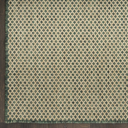 5' X 7' Green And Taupe Geometric Indoor Outdoor Area Rug HomeRoots