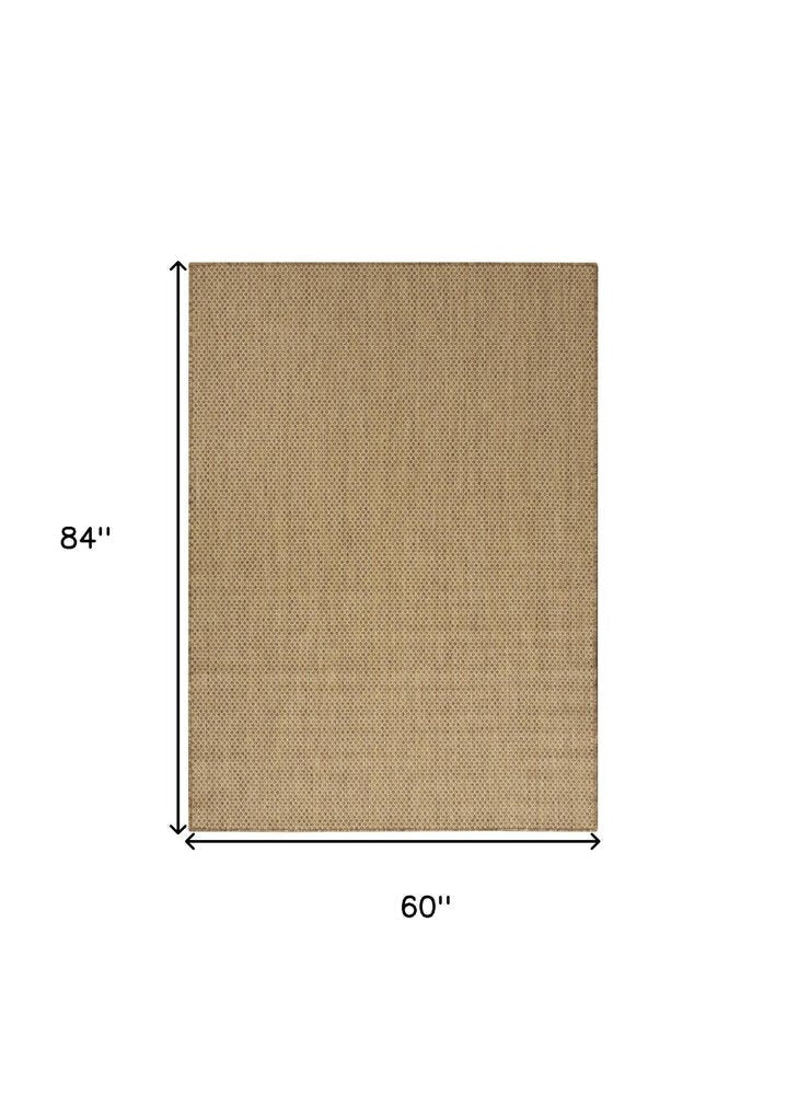 5' X 7' Tan And Brown Geometric Indoor Outdoor Area Rug HomeRoots