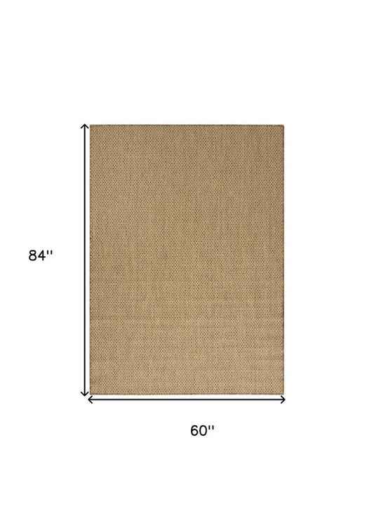 5' X 7' Tan And Brown Geometric Indoor Outdoor Area Rug