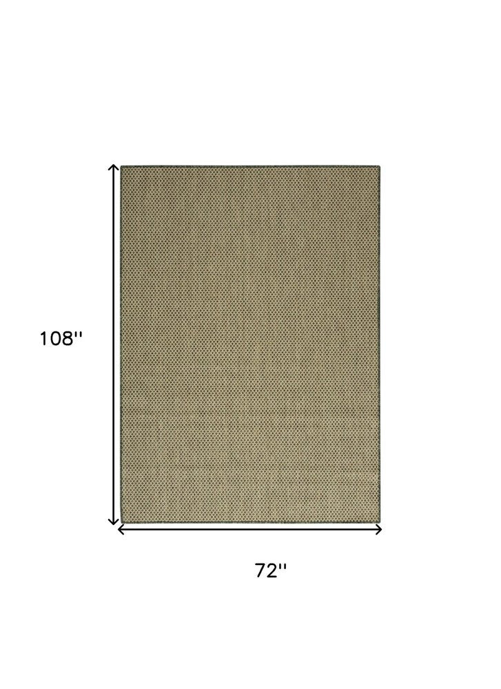 6' X 9' Green And Taupe Geometric Indoor Outdoor Area Rug — view 2