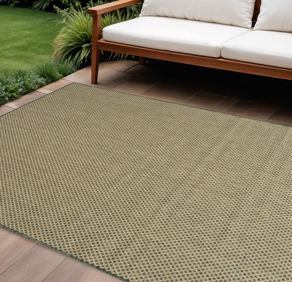 6' X 9' Green And Taupe Geometric Indoor Outdoor Area Rug HomeRoots