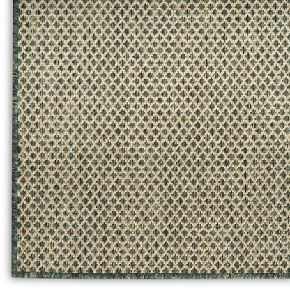6' X 9' Green And Taupe Geometric Indoor Outdoor Area Rug