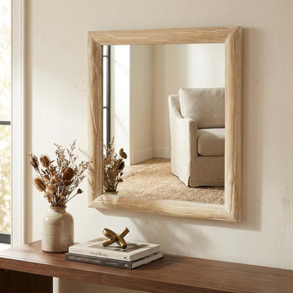 20" Natural Solid Wood Accent Mirror HomeRoots