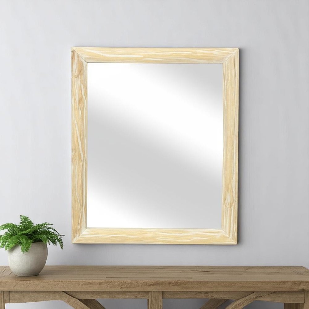 20" Natural Solid Wood Accent Mirror HomeRoots