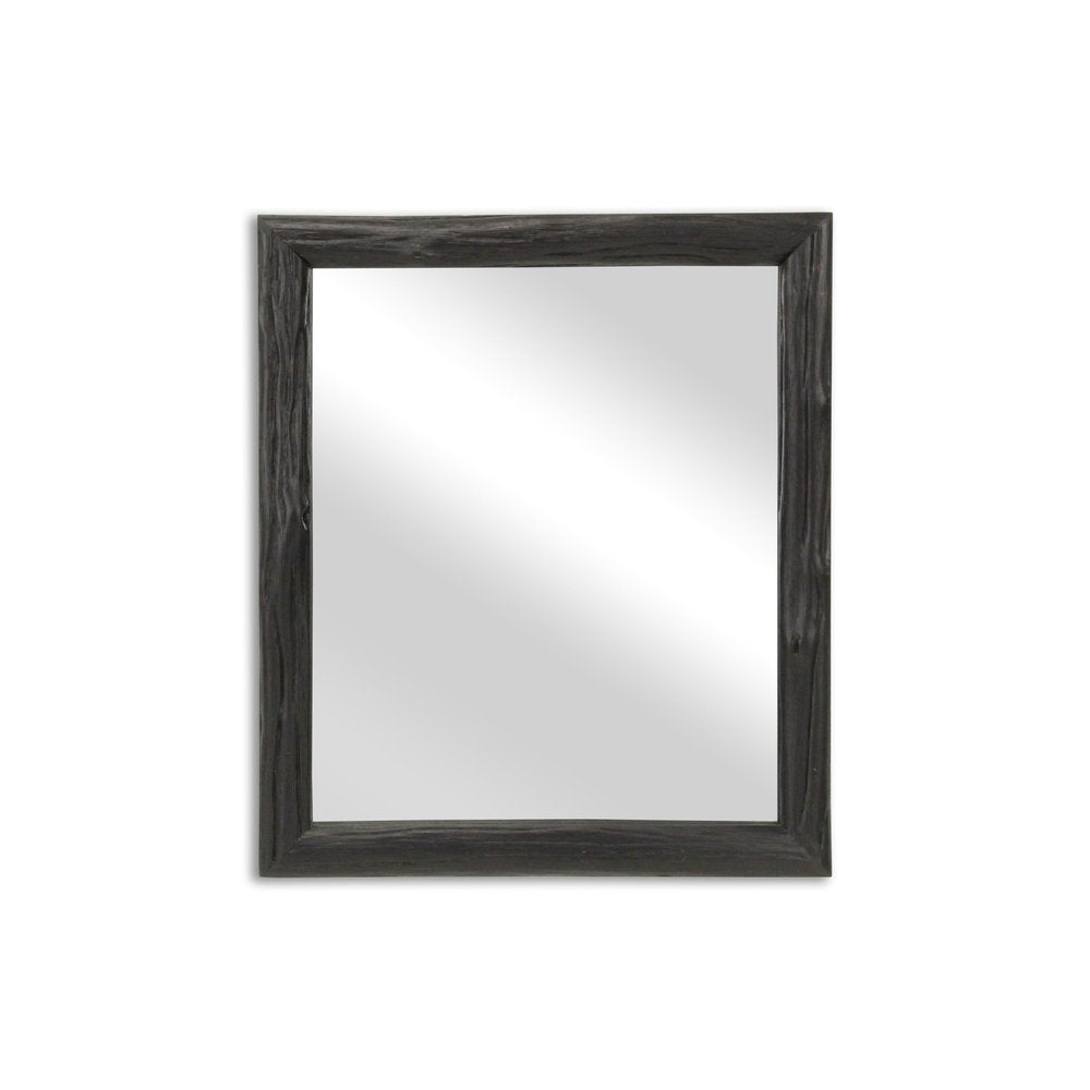 20" Black Solid Wood Accent Mirror HomeRoots