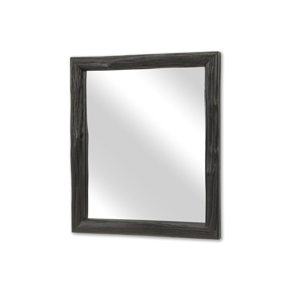 20" Black Solid Wood Accent Mirror HomeRoots