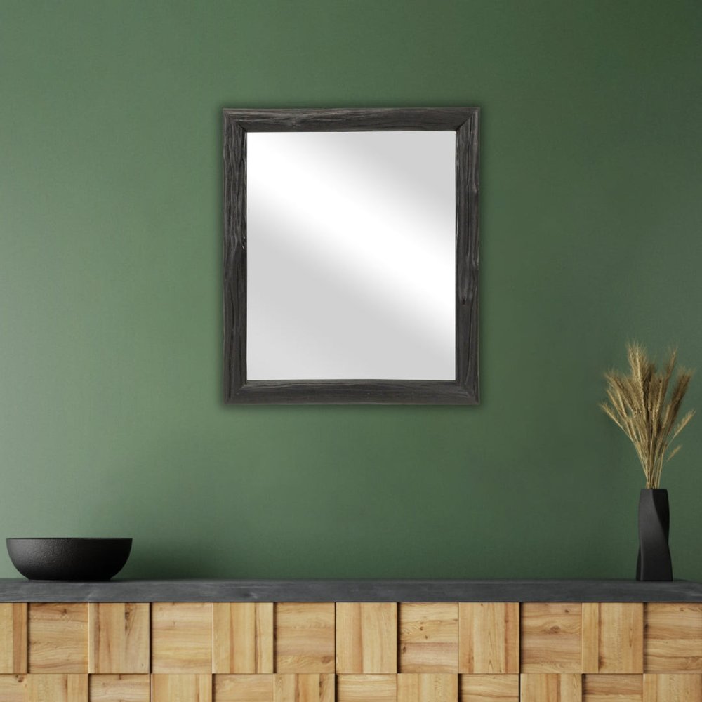 20" Black Solid Wood Accent Mirror HomeRoots