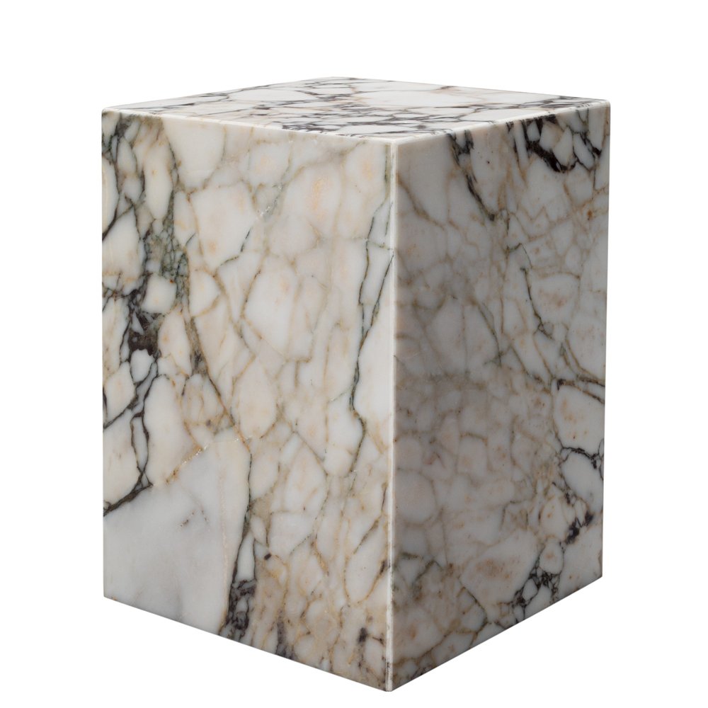 20" Ivory Marble Square Block End Table HomeRoots