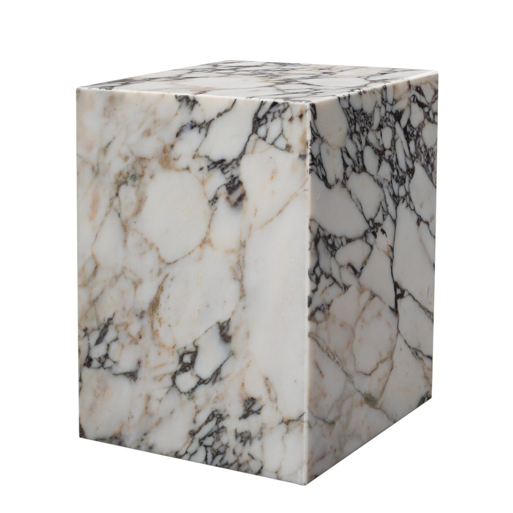 20" Ivory Marble Square Block End Table HomeRoots