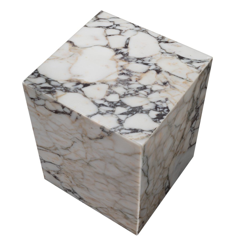 20" Ivory Marble Square Block End Table HomeRoots